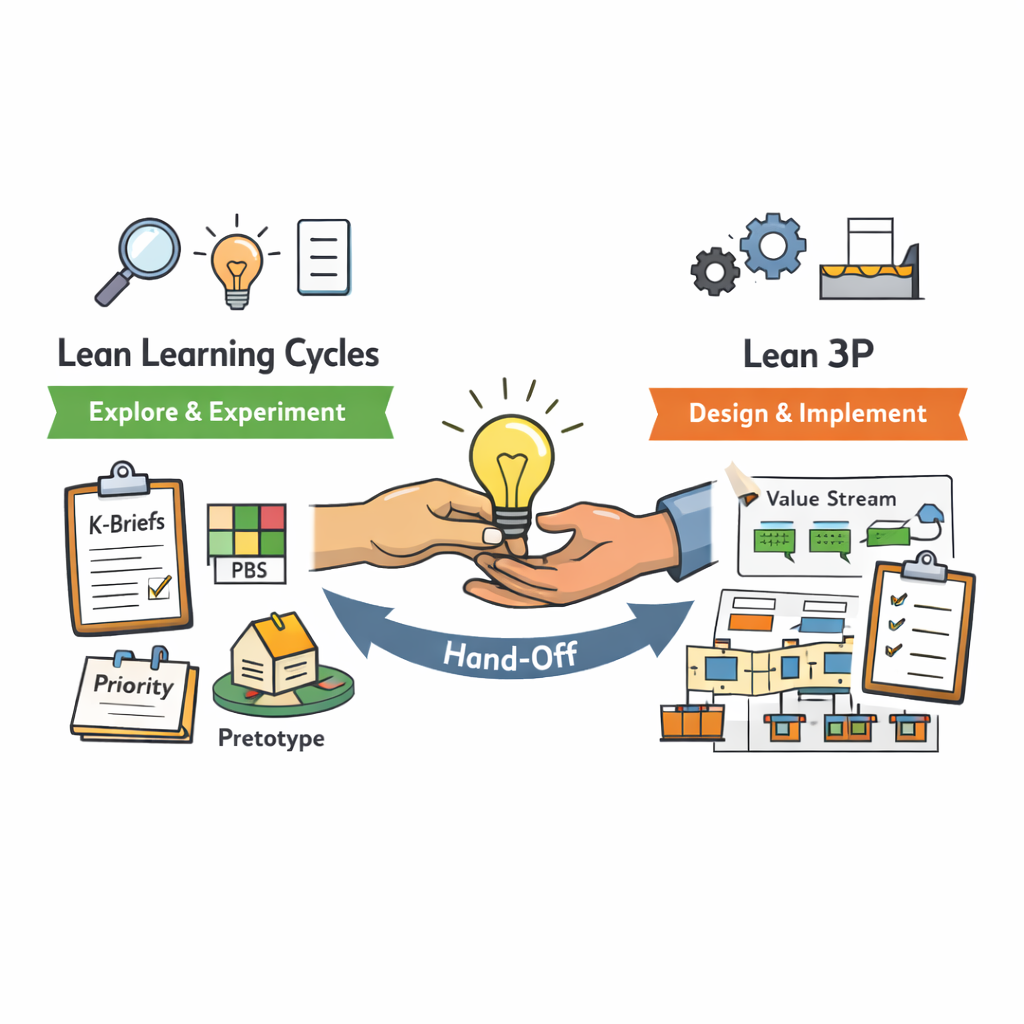 Handing over from Learning Cycles to Lean 3P
